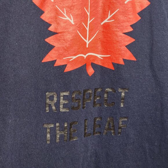 Gildan Heavy Cotton Navy Blue Respect the Leaf with Red Maple Leaf Motif Tee XL - Picture 6 of 16